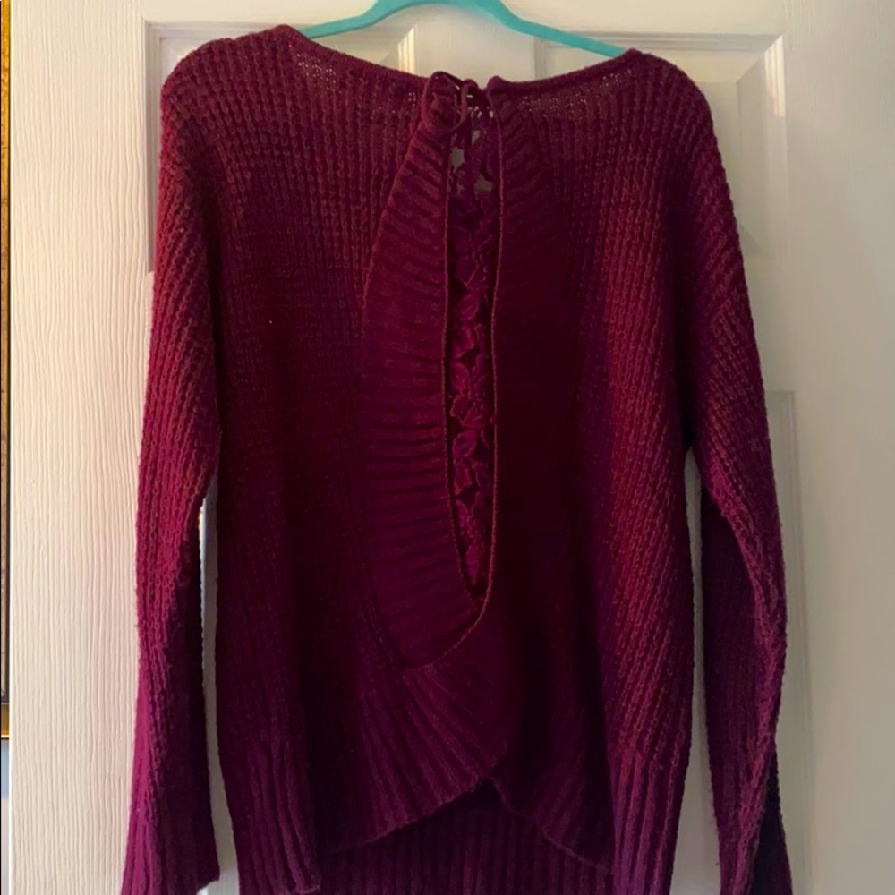 Knox Rose Merlot Sweater w/Lace Detail